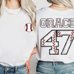 Gepersonaliseerd Honkbal 100% Katoen Korte Mouw Kids Adult T-shirt met Naam en Nummer Verjaardagscadeau voor Honkbal Sportliefhebber