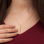 Personalized Engraved 4 Sides Family Bar Necklace with Birth Flower and Text Birthday Anniversary Gift for Women
