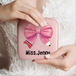Personalized Coquette Bow Pencil Leather Jewelry Box with Name Portable Teacher Appreciation Back to School Gift for Teachers