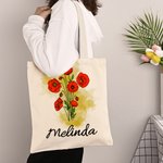 Sac à main en toile avec nom pour la fête des mères Cadeau d'anniversaire pour les femmes