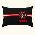 Personalized Fire Fighting Logo Stripe Throw Pillow Cover with Name Housewarming Graduation Gift for Firefighters