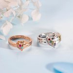 Personalisierter Herz Ring mit 1-8 Geburtssteinen und Namen Gravur Sterling Silber Geburtstag Muttertag Geschenk für Damen