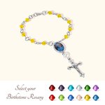 Personalizada Foto Birthstone Auto Car Rosario pulsera con colgante de la Cruz Memorial regalo para la familia amigo