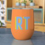 Personalisierte Multi-Color Shadow Monogramm 12oz Wein Becher mit Strohhalm Geburtstag Graduierung Geschenk für Sportliebhaber