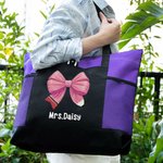 Bolsa de gran capacidad personalizada con lazo y nombre Día del Profesor Regalo de agradecimiento para un profesor