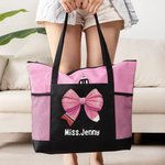 Bolsa de gran capacidad personalizada con lazo y nombre Día del Profesor Regalo de agradecimiento para un profesor