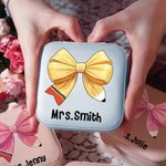 Personalized Coquette Bow Pencil Leather Jewelry Box with Name Portable Teacher Appreciation Back to School Gift for Teachers
