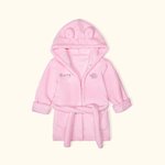 Personalised Soft Skin-friendly Elephant Fleece Baby Sleepwear Dressing Gown with Bear Ears and Embroidery Name Gift for Newborn