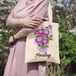 Sac à main en toile avec nom pour la fête des mères Cadeau d'anniversaire pour les femmes