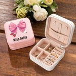 Personalized Coquette Bow Pencil Leather Jewelry Box with Name Portable Teacher Appreciation Back to School Gift for Teachers