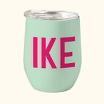 Personalisierte Multi-Color Shadow Monogramm 12oz Wein Becher mit Strohhalm Geburtstag Graduierung Geschenk für Sportliebhaber