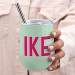 Personalisierte Multi-Color Shadow Monogramm 12oz Wein Becher mit Strohhalm Geburtstag Graduierung Geschenk für Sportliebhaber