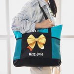 Bolsa de gran capacidad personalizada con lazo y nombre Día del Profesor Regalo de agradecimiento para un profesor