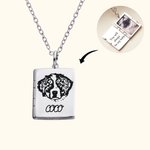 Personalised Engraved Pet Portrait Book Locket Necklace with Photo Name Birthday Gift for Pet Lover