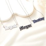 Personalized Colorful Minimalist Gothic Style Old English Necklace Birthday Anniversary Gift for Couple Friend