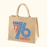 Personlig amerikansk flagga Bow Tie 1776 Tote Bag med namn 4 juli Independence Day Present till familj vän