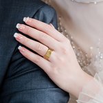 Anello personalizzato con ritratto fotografico e nomi - Regalo di fidanzamento e anniversario per coppie