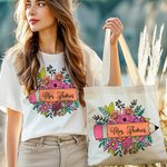 Personalisierte Hilfe für kleine Köpfe wachsen Blumen Bleistift Canvas Tragetasche mit Namen Lehrer Tag Schule Saison Geschenk für Lehrer