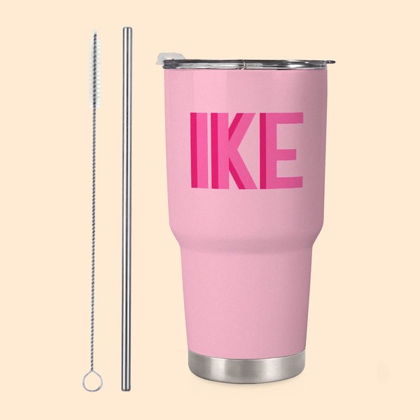 Personalizzato Shadow Monogram Staniniess Steel 30oz Tumbler con cannuccia Migliore amico regalo di laurea per lei
