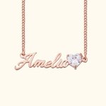 Personalised Minimalism  Heart Birthstone Name Necklace Birthday Anniversary Gift for Women