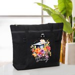Bouquet floreale personalizzato Borsa Tote con cerniera e nome Accessorio da viaggio di grande capacità Regalo di laurea per lei