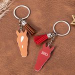Portachiavi personalizzato con silhouette e marcatura facciale del cavallo con testo e nappina regalo ideale per amanti dei cavalli ed equestri