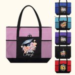 Bouquet floreale personalizzato Borsa Tote con cerniera e nome Accessorio da viaggio di grande capacità Regalo di laurea per lei