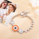 Personlig Evil Eye Sterling Silver navnearmbånd med hjerte og skall sjarm bursdag jubileum vennskapsgave til beste venn