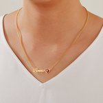 Personalised Minimalism  Heart Birthstone Name Necklace Birthday Anniversary Gift for Women