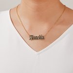Personalized Colorful Minimalist Gothic Style Old English Necklace Birthday Anniversary Gift for Couple Friend