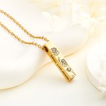 Personalised 1-4 Sides Engraved Ashes Urn Bar Necklace with Birth Flower and Text Cremation Jewellery Memorial Gift for Her