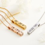 Personalised 1-4 Sides Engraved Ashes Urn Bar Necklace with Birth Flower and Text Cremation Jewellery Memorial Gift for Her
