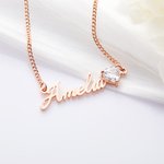 Personalised Minimalism  Heart Birthstone Name Necklace Birthday Anniversary Gift for Women