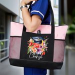 Bouquet floreale personalizzato Borsa Tote con cerniera e nome Accessorio da viaggio di grande capacità Regalo di laurea per lei