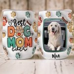 Vaso personalizado Best Dog Mom Ever 3D Effect 12oz con foto y nombre Regalo de cumpleaños para el Día de la Madre para amantes de los perros