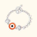 Personlig Evil Eye Sterling Silver navnearmbånd med hjerte og skall sjarm bursdag jubileum vennskapsgave til beste venn