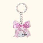 Personalisierte Basketball Volleyball Coquette Bogen Schlüsselanhänger mit Namen Geburtstag Party Geschenk für Sportliebhaber