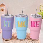 Personalized Shadow Monogram Staniniess Steel 30oz Tumbler with Straw Best Friend Graduation Gift for Her