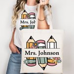 Personalisierte Hilfe für kleine Köpfe wachsen Blumen Bleistift Canvas Tragetasche mit Namen Lehrer Tag Schule Saison Geschenk für Lehrer