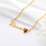 Personalised Minimalism  Heart Birthstone Name Necklace Birthday Anniversary Gift for Women