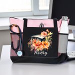 Bouquet floreale personalizzato Borsa Tote con cerniera e nome Accessorio da viaggio di grande capacità Regalo di laurea per lei