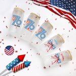 Personlig Amerikansk Flagga 1776 Fluga 20oz Glasmugg med Namn och Sugrör 4:e Juli Independence Day Present till henne