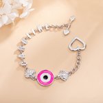 Personlig Evil Eye Sterling Silver navnearmbånd med hjerte og skall sjarm bursdag jubileum vennskapsgave til beste venn