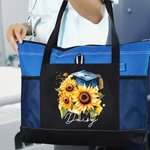 Bouquet floreale personalizzato Borsa Tote con cerniera e nome Accessorio da viaggio di grande capacità Regalo di laurea per lei