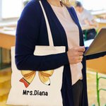 Personalized Pencil Coquette Bow Canvas Tote Bag with Name Teacher's Day Appreciation Back to School Gift for Teacher