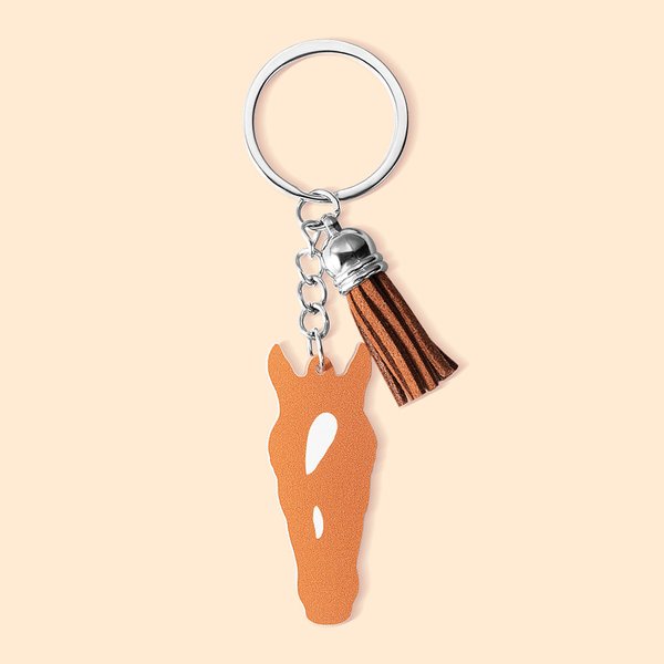 Portachiavi personalizzato con silhouette e marcatura facciale del cavallo con testo e nappina regalo ideale per amanti dei cavalli ed equestri