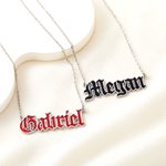 Personalized Colorful Minimalist Gothic Style Old English Necklace Birthday Anniversary Gift for Couple Friend