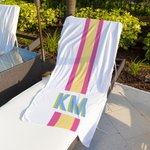 Serviette de Plage et Sac Personnalisés avec Monogramme et Rayures Essentiels Vacances d’Été Cadeau d’Anniversaire pour Elle