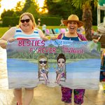 Gepersonaliseerde Sisters By Heart Cartoon Zachte Sneldrogende Zandvrije Strandhanddoek met 1-6 Meisjes Vakantie Strand Accessoires Cadeau voor Vriendin