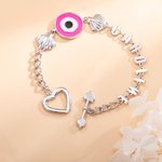 Personlig Evil Eye Sterling Silver navnearmbånd med hjerte og skall sjarm bursdag jubileum vennskapsgave til beste venn